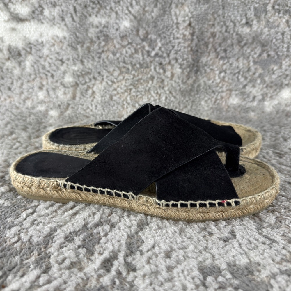 Vince Size 8 Suede Crisscross Espadrille Slide Sandal Black Womens - Picture 3 of 10